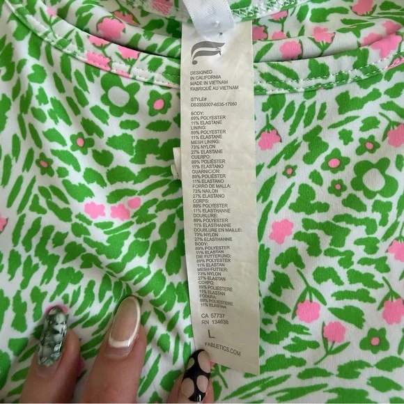 Fabletics Sporty Built in Short Dress Green Pink Floral Athletic Dress - Picture 8 of 11